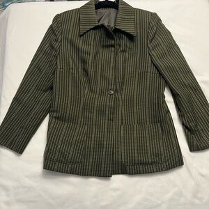 Vintage 80s Striped Moto Blazer Jacket Asymmetrical Zip